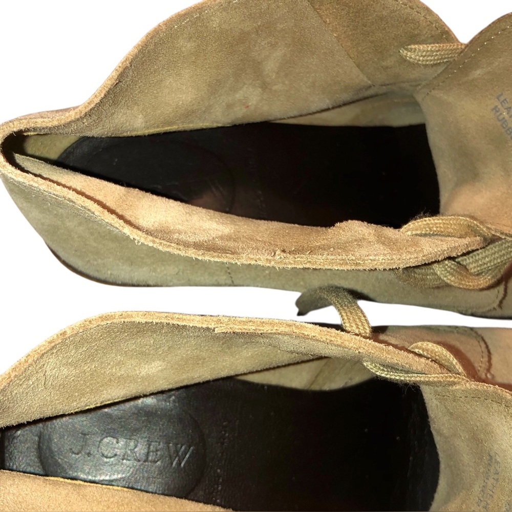 J Crew Wedge Ankle Boots Made In Italy Soft Tan Suede Booties Lace Up Size 9 - Picture 9 of 13